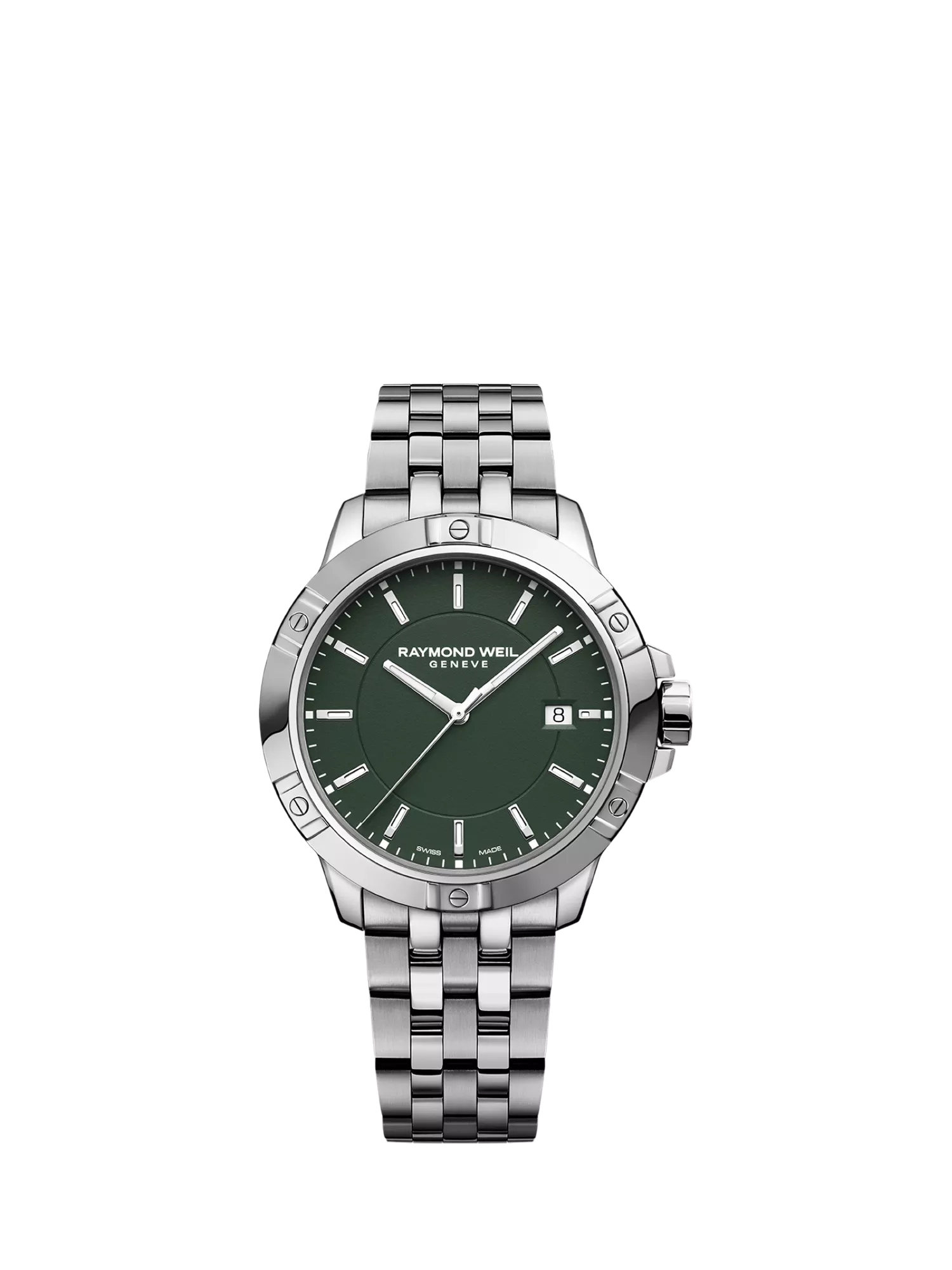 Raymond Weil Tango 41 date watch silver green, imported from the UK