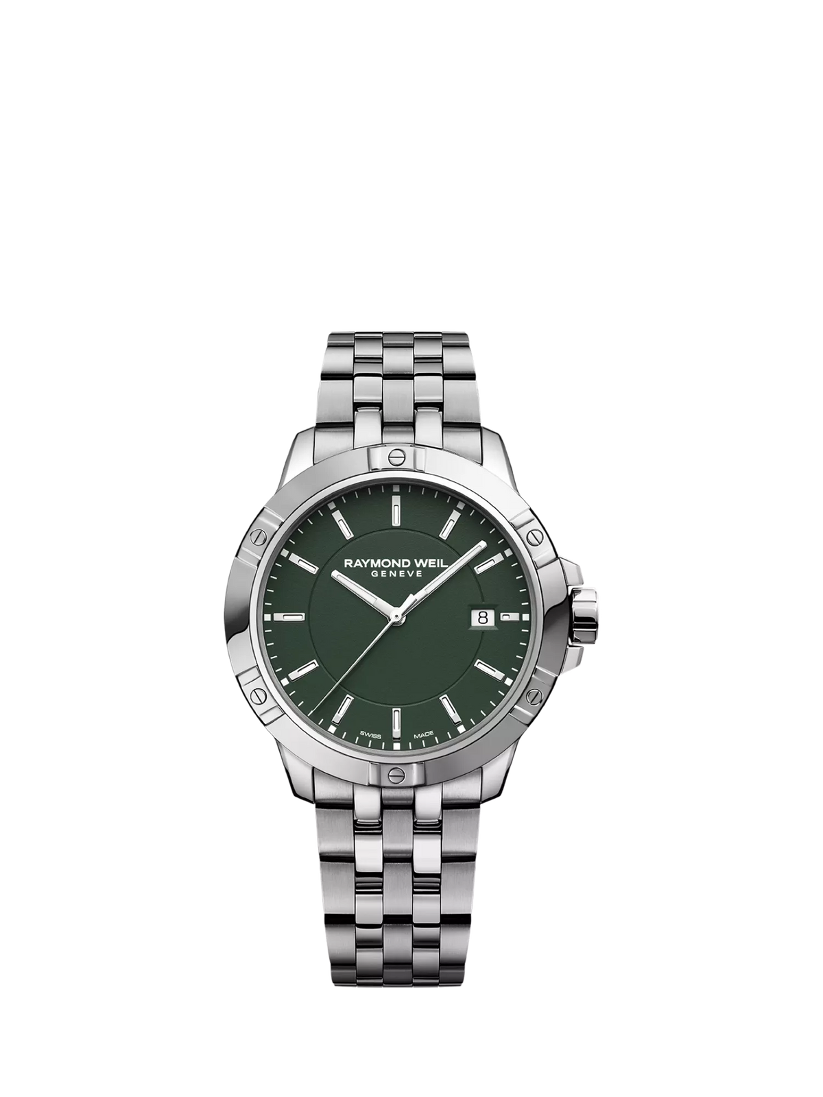 Raymond Weil Tango 41 date watch silver green, imported from the UK