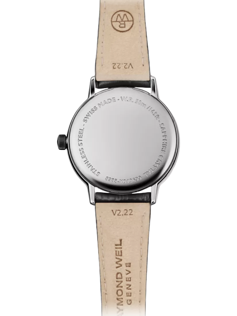 Raymond Weil Toccata ladies watch 29mm black leather strap, imported from the UK