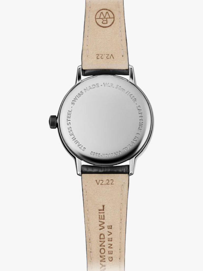 Raymond Weil Toccata ladies watch 29mm black leather strap, imported from the UK
