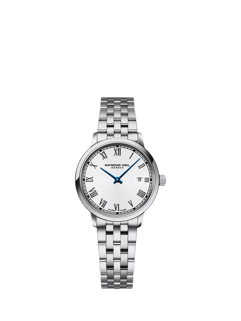 Raymond Weil Toccata ladies watch with silver bracelet and white dial (British brand)