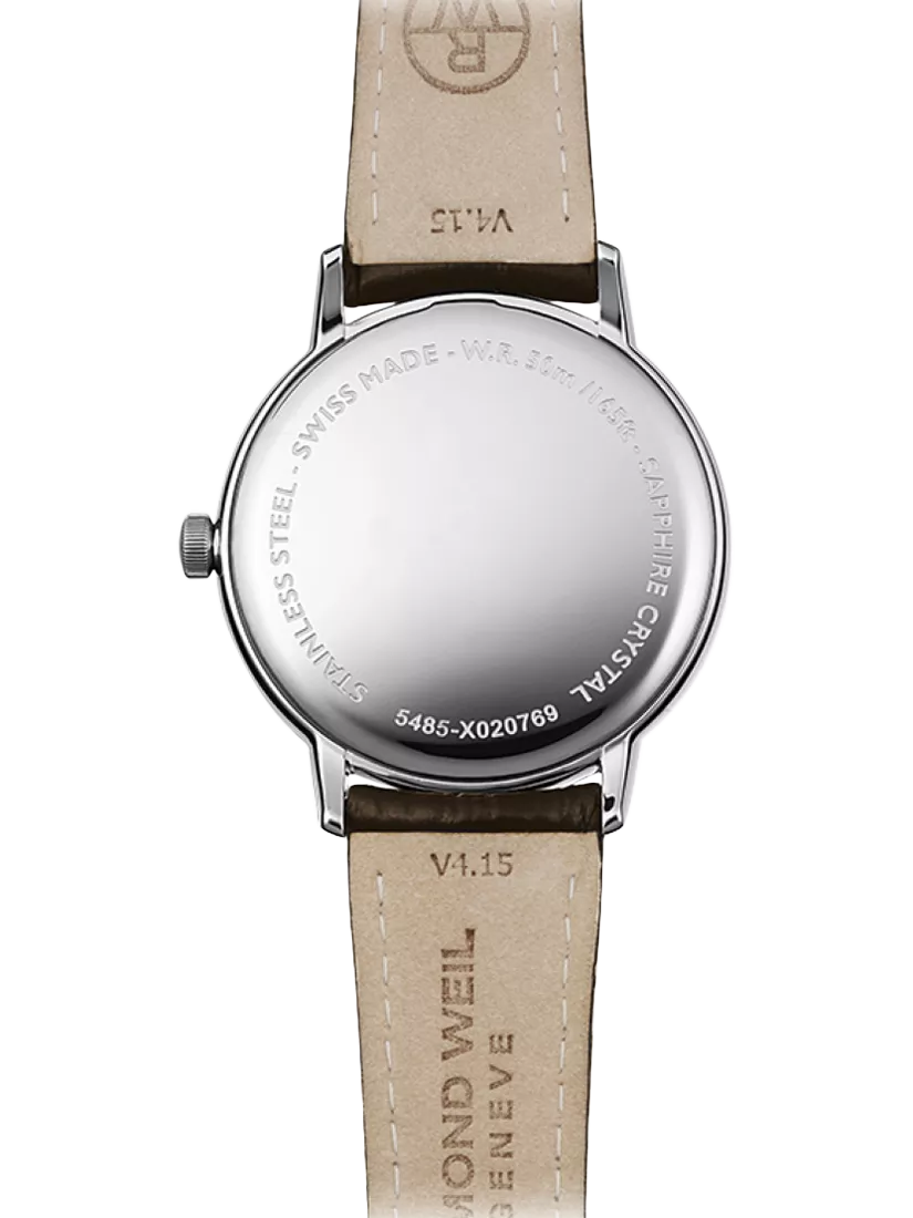 Raymond Weil Toccata 39.5mm silver dial brown strap imported from the UK
