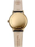 Raymond Weil Toccata watch with black strap and white dial (British brand)