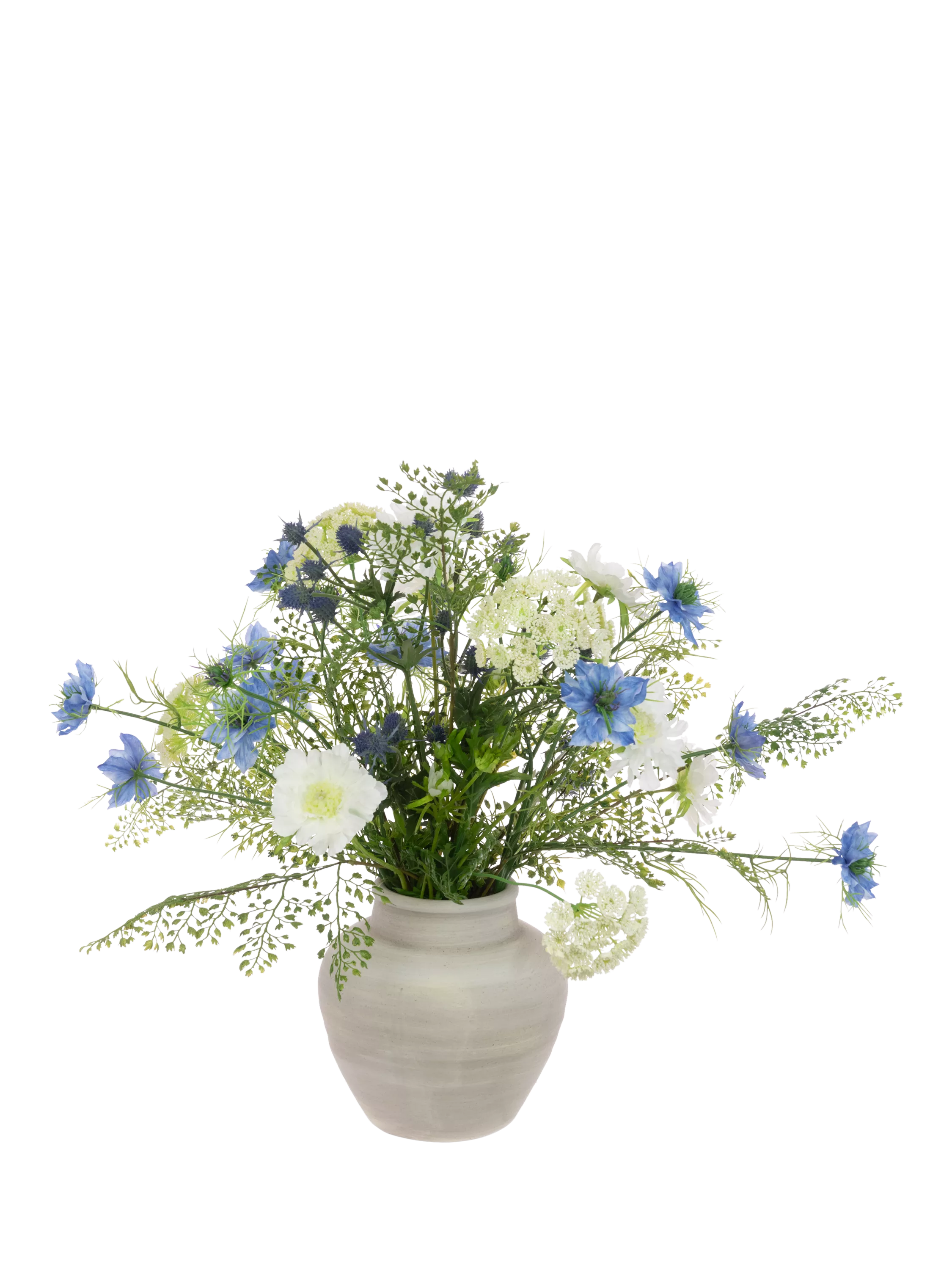 Floralsilk artificial bouquet white blue 53cm, imported from the UK