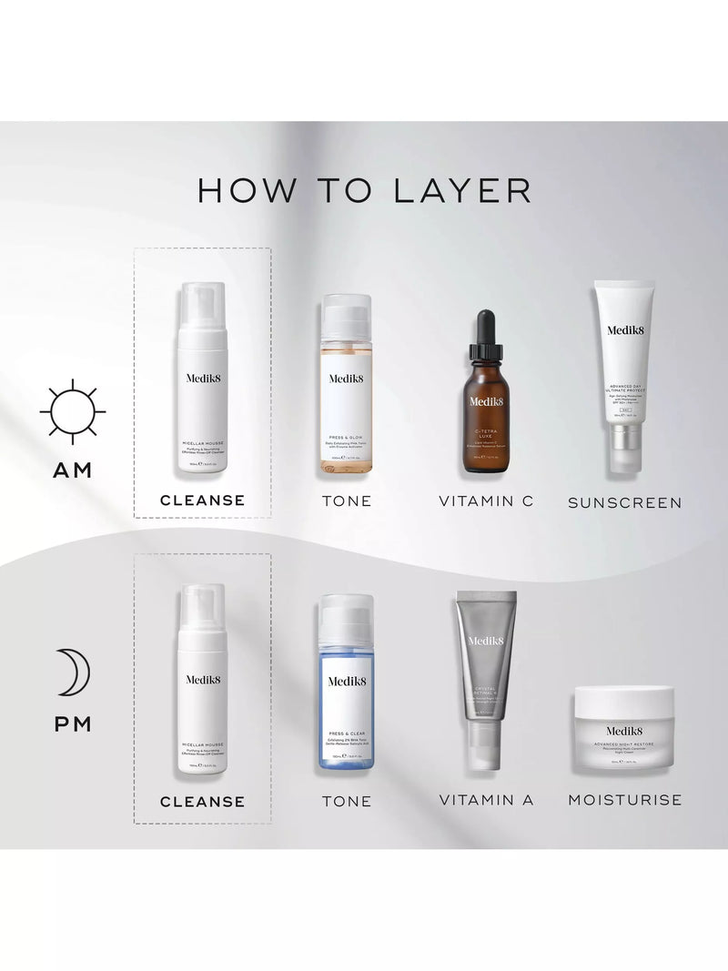 Medik8 Micellar Mousse 150ml, imported from the UK