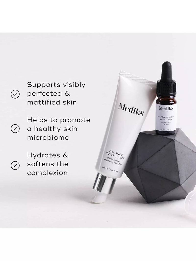 Medik8 Balance Moisturiser with Glycolic Acid Activator 50ml, UK version