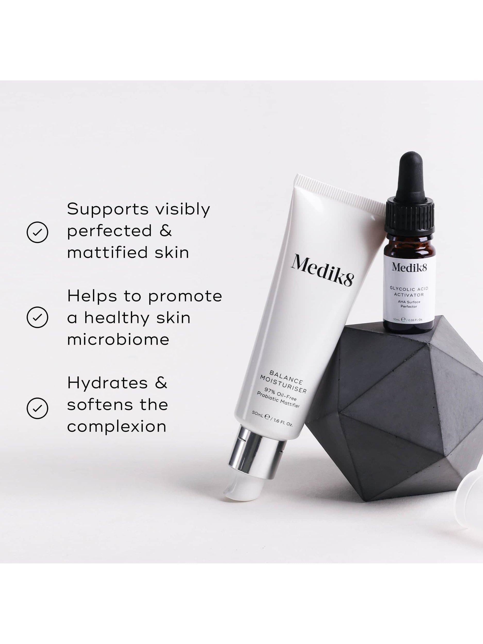 Medik8 Balance Moisturiser with Glycolic Acid Activator 50ml, UK version