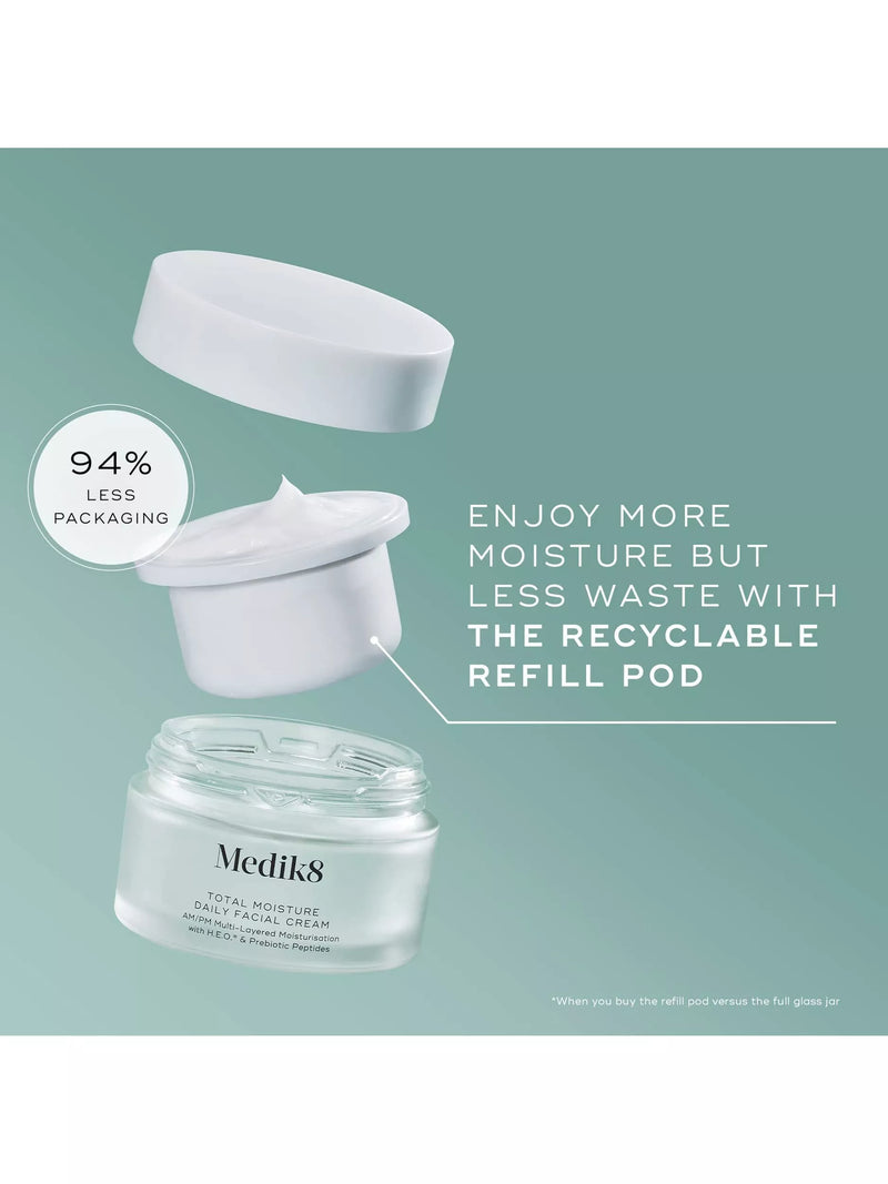 Medik8 Total Moisture Daily Facial Cream Refill 50ml, imported from the UK