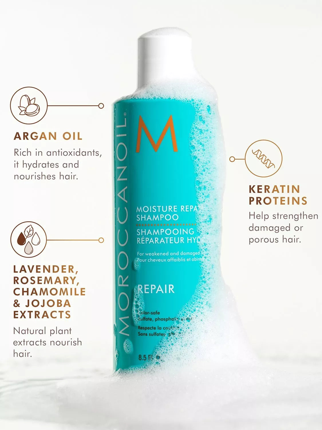 Moroccanoil Moisture Repair shampoo 250ml, imported from the UK