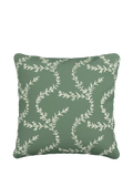 V&A Chikan Cotton Velvet Cushion, Mid Green