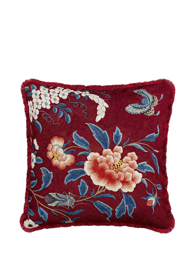 V&A Chinoiserie Cushion, Blue/Multi