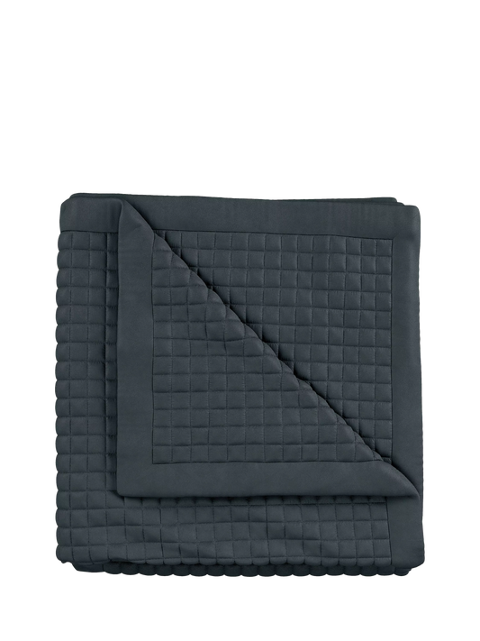 Bedeck of Belfast Ariane Cotton Quilted Throw, Charcoal Grey