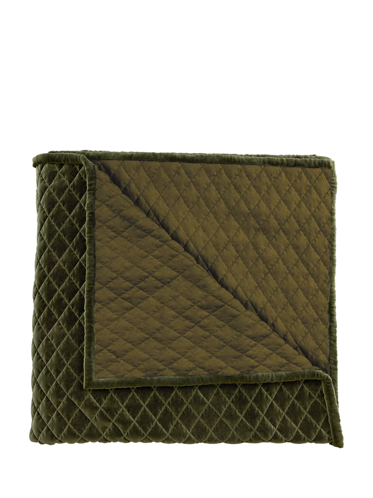 Bedeck of Belfast Clarence Quilted Velvet Throw, Light Green