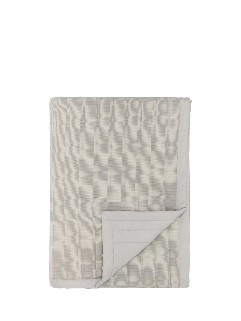 Bedeck of Belfast cotton quilted throw in light grey - British product