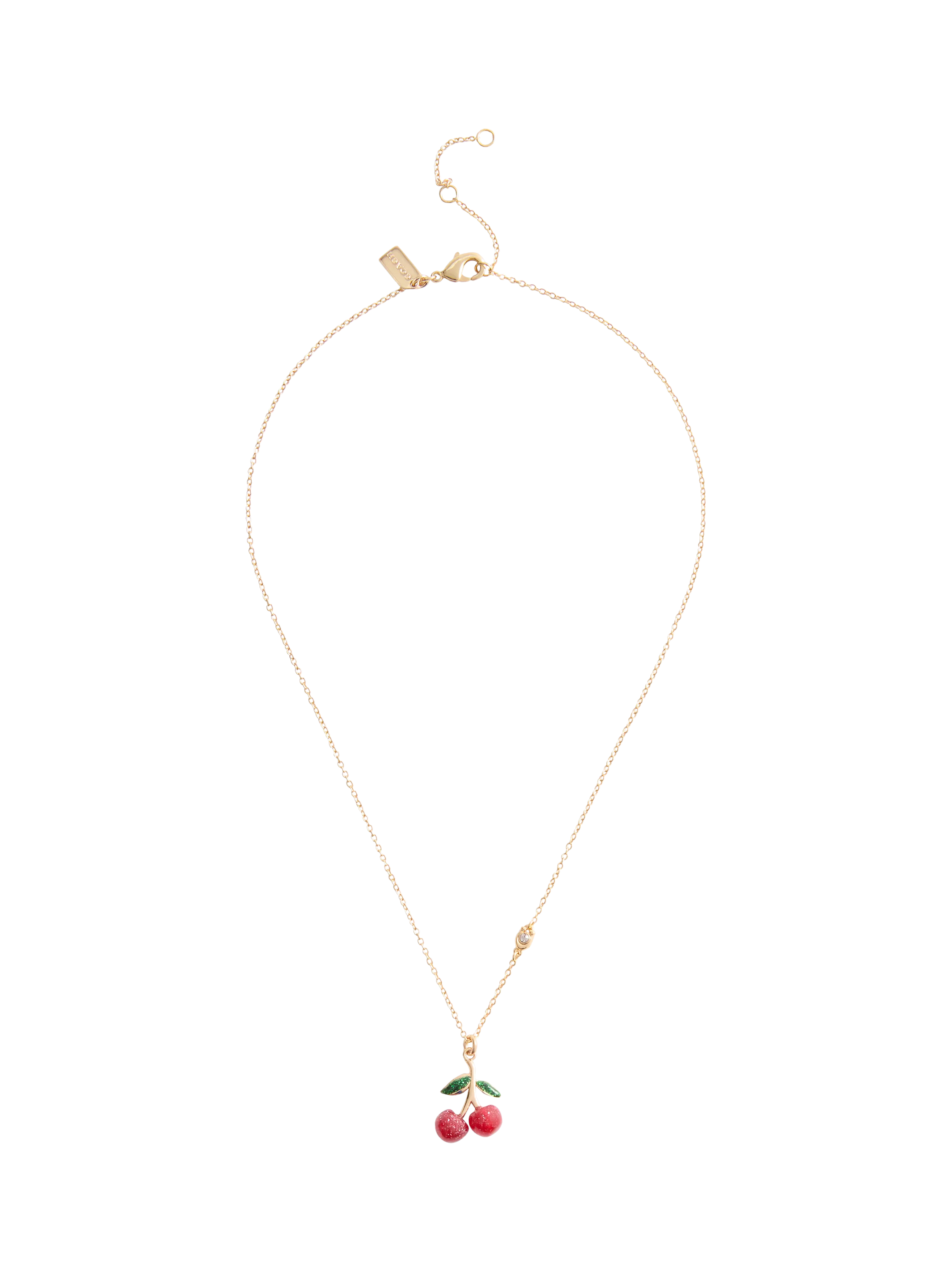 Coach cherry cluster pendant necklace in gold and red, UK version