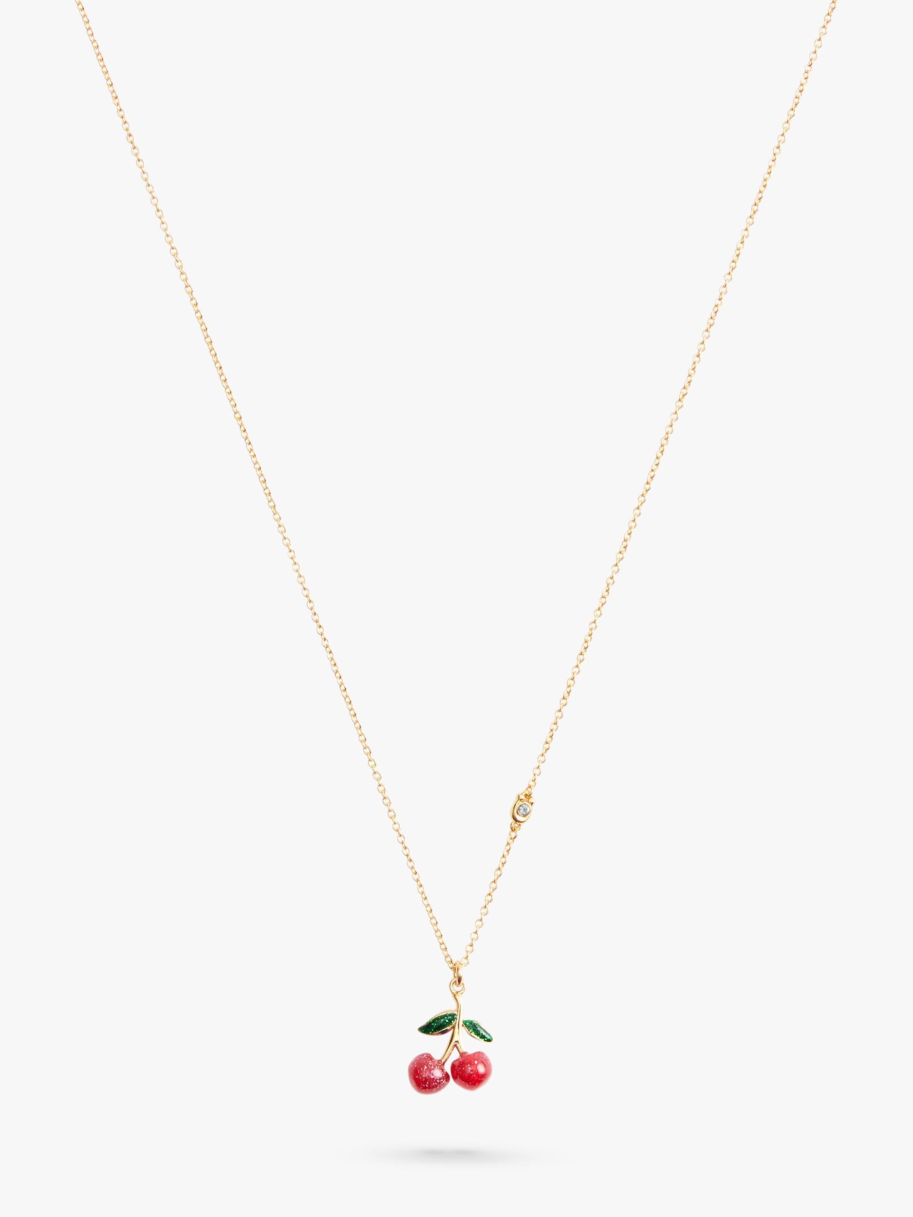 Coach cherry cluster pendant necklace in gold and red, UK version