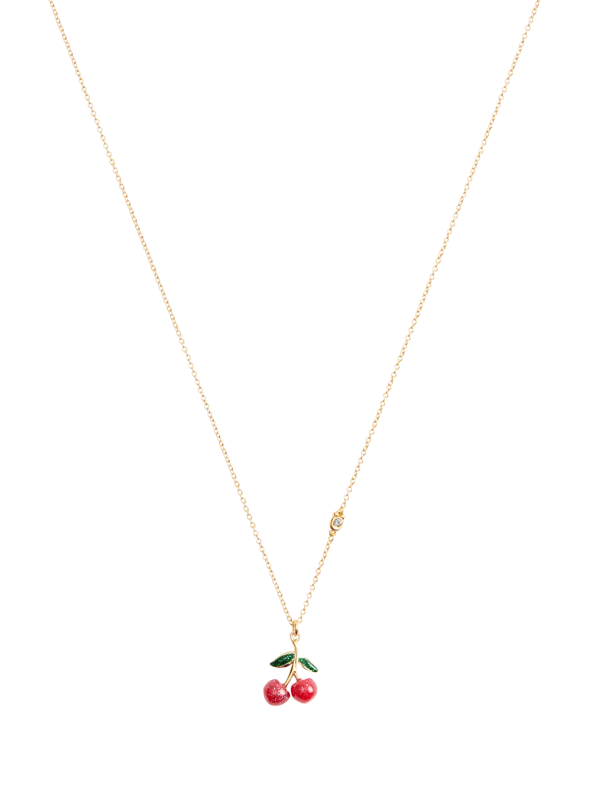 Coach cherry cluster pendant necklace in gold and red, UK version