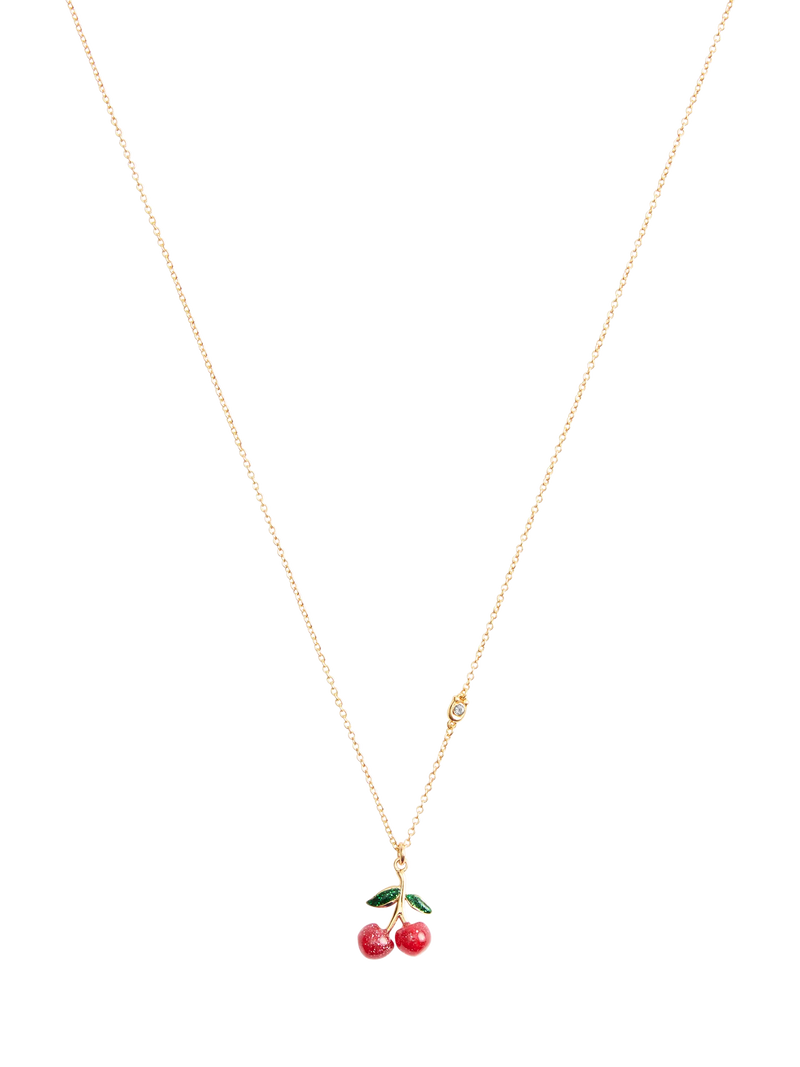 Coach cherry cluster pendant necklace in gold and red, UK version