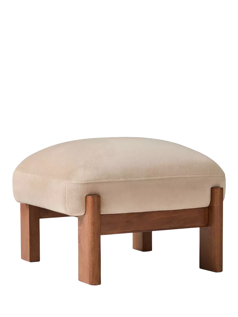 West Elm Nils Velvet Footstool Clay Cool Walnut (British brand)