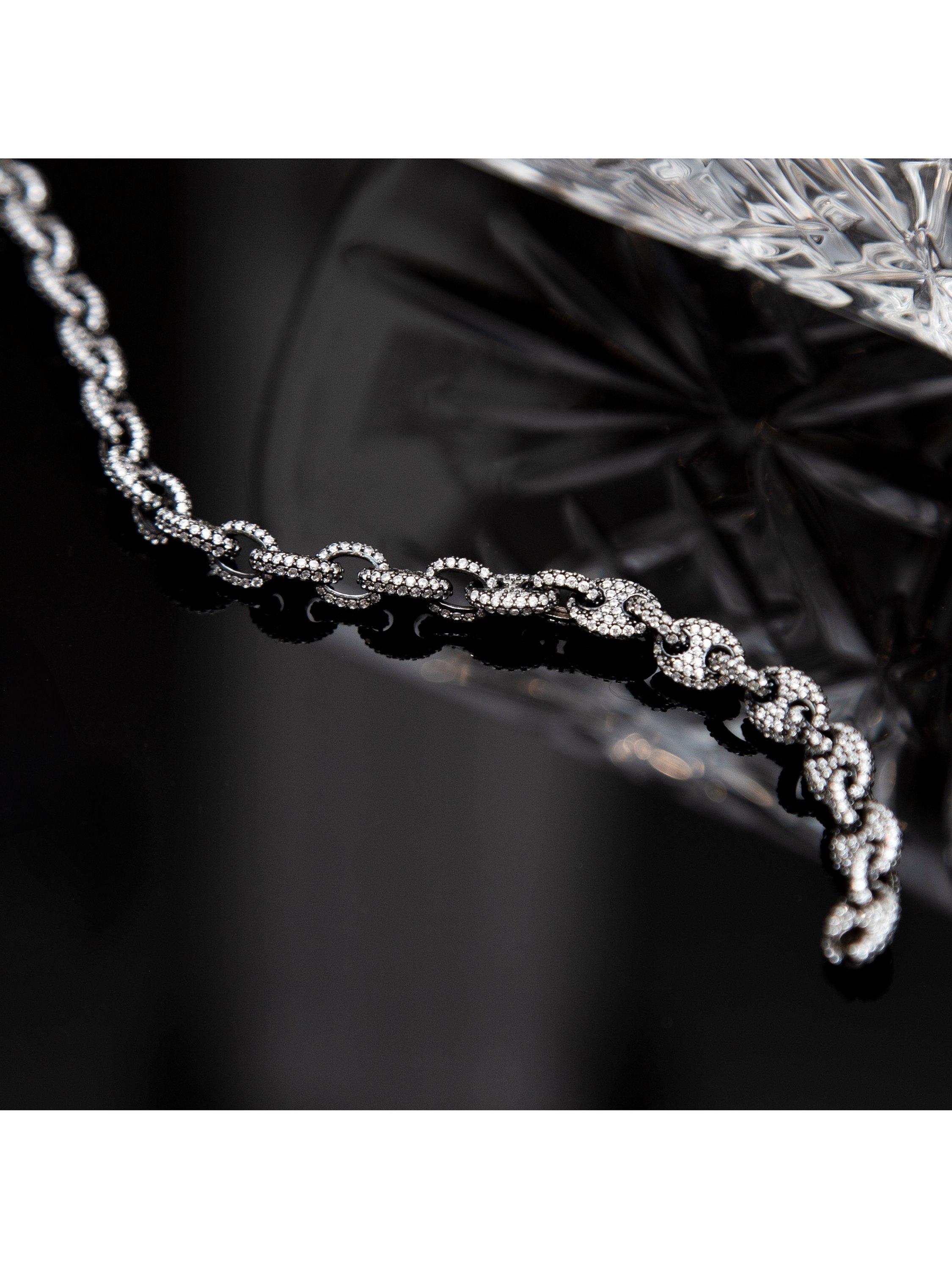 Hoxton London chain bracelet with cubic zirconia 20cm, UK version
