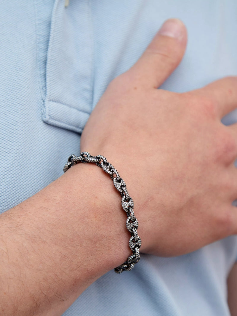 Hoxton London chain bracelet with cubic zirconia 20cm, UK version