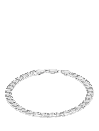 John Lewis Hoxton London Men's Flat Square Curb Chain Bracelet, Silver, 20cm- Buy online at McGrocer