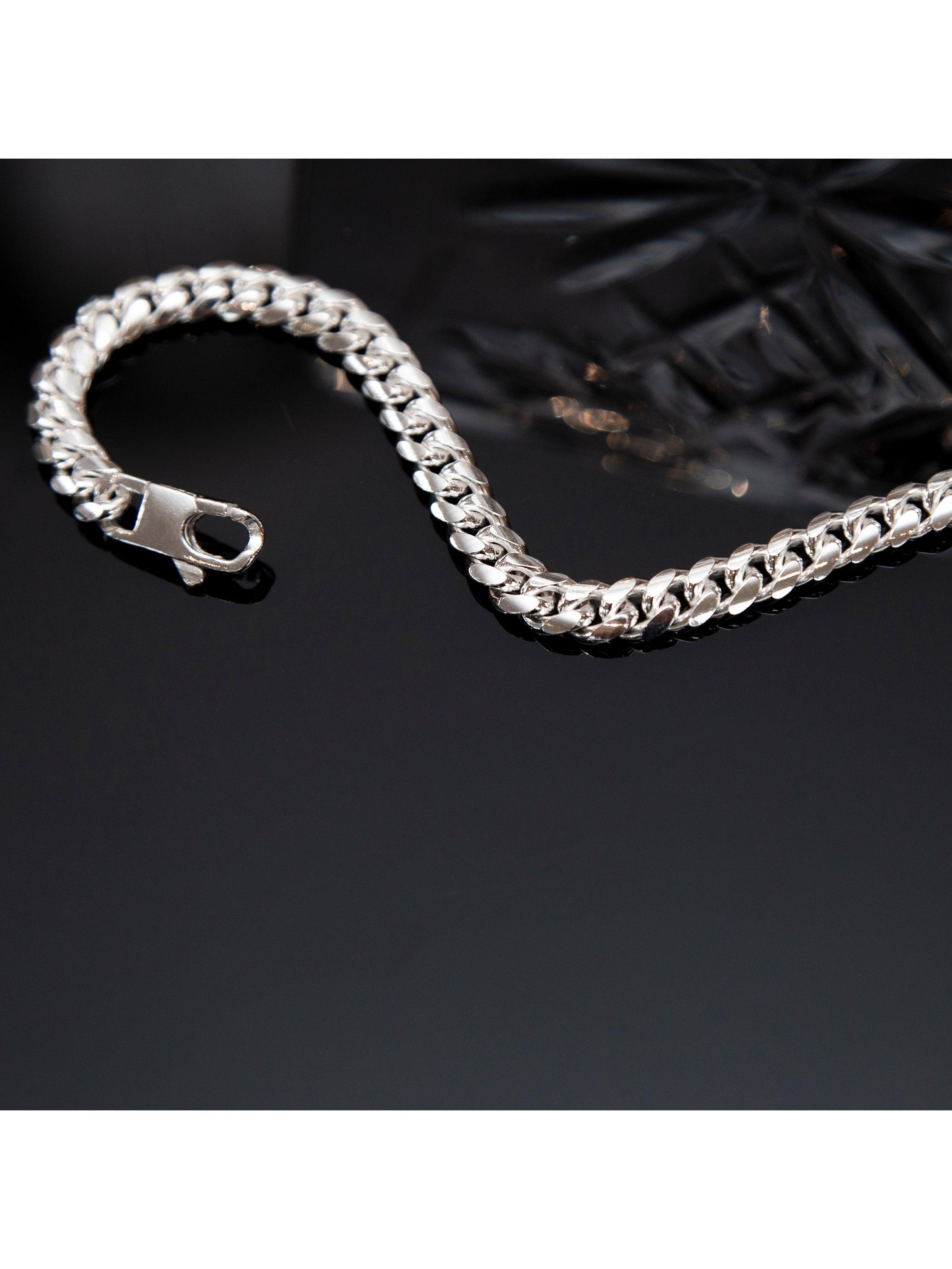 Hoxton London men's silver curb chain bracelet 20cm, imported from the UK