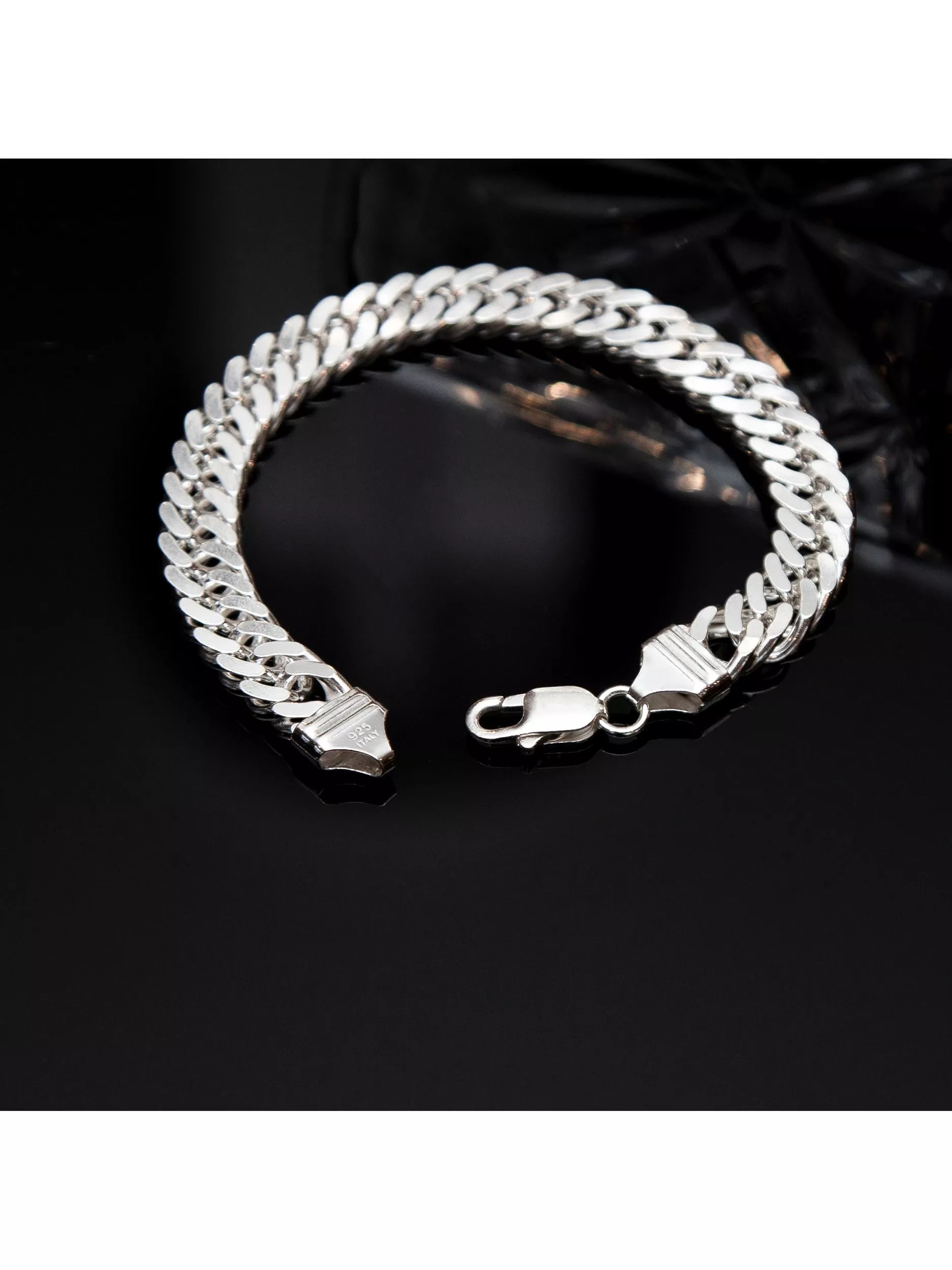 Hoxton London diamond cut double curb chain bracelet 20cm - British product