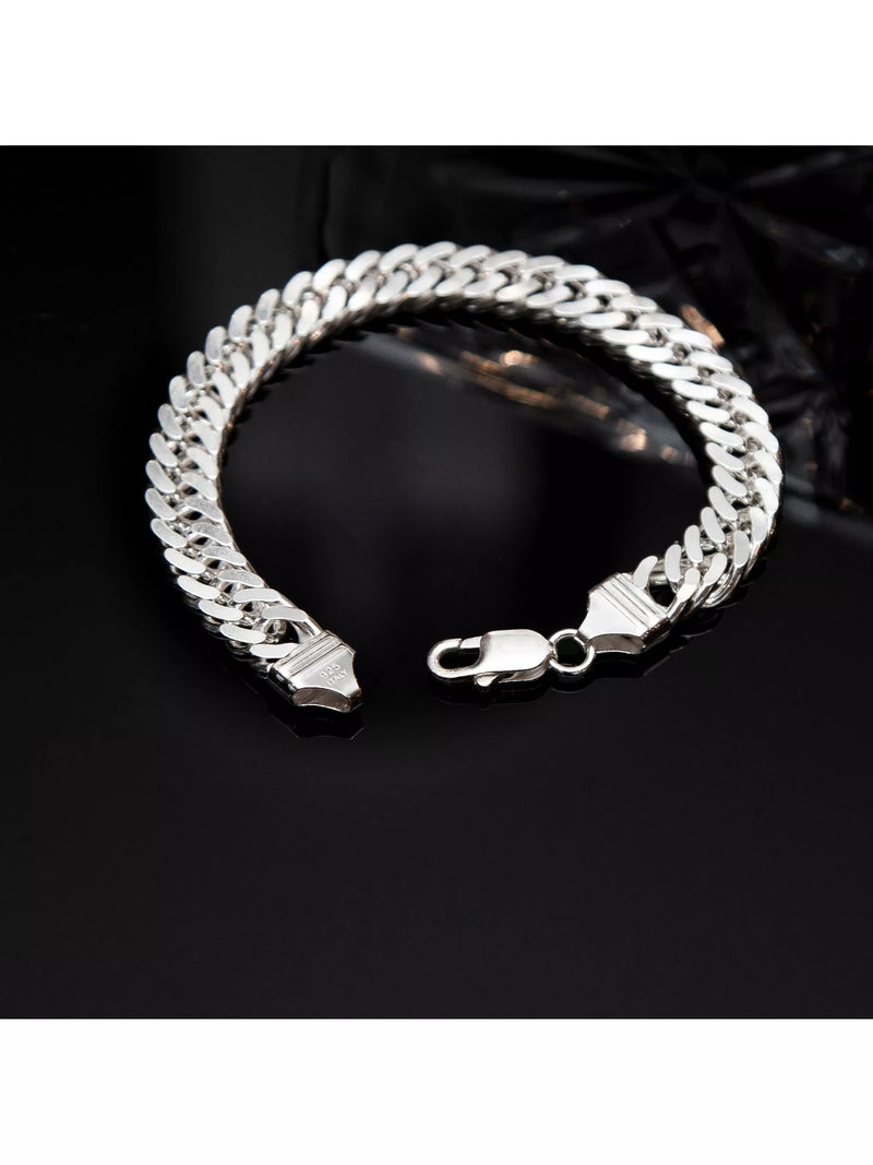 Hoxton London diamond cut double curb chain bracelet 20cm - British product