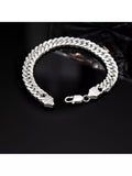 Hoxton London diamond cut double curb chain bracelet 20cm - British product