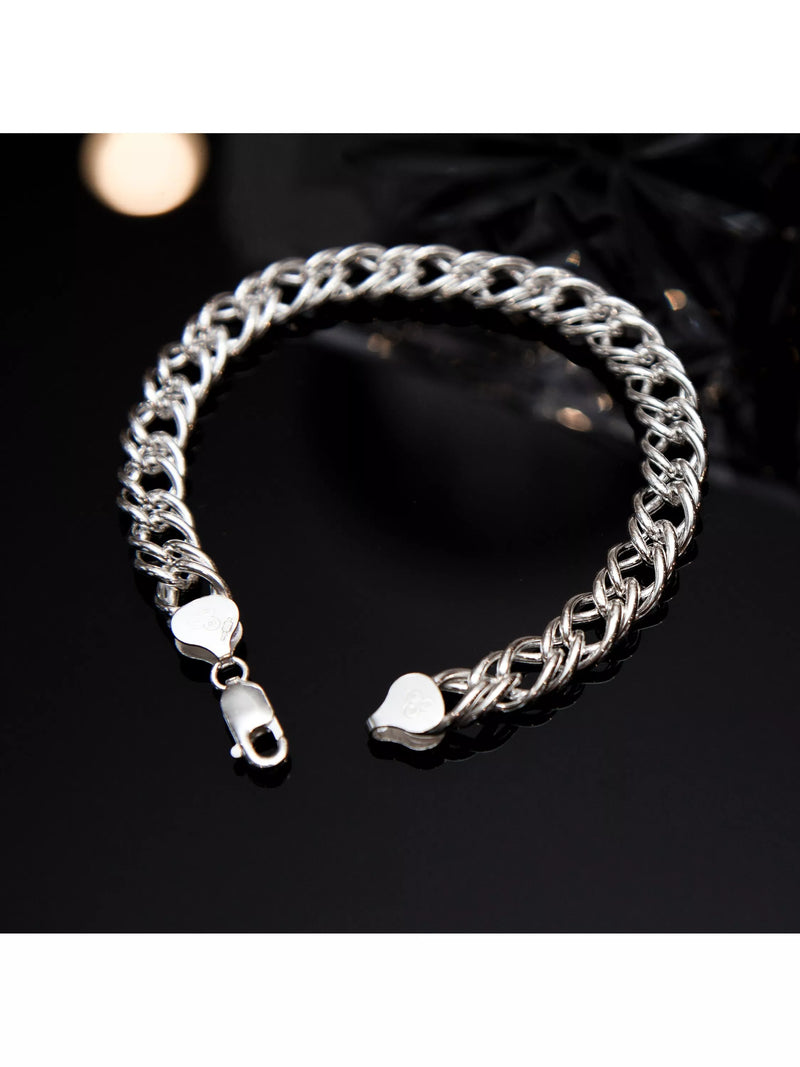 Hoxton London double link curb chain bracelet silver, UK version