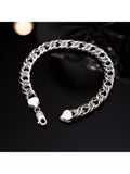 Hoxton London double link curb chain bracelet silver, UK version