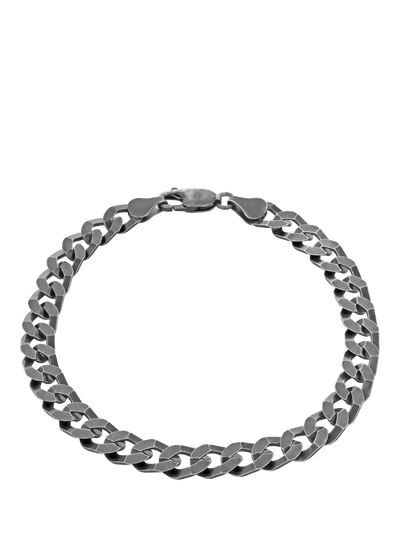 John Lewis Hoxton London Men's Flat Curb Chain Bracelet, Black, 20cm- Buy online at McGrocer