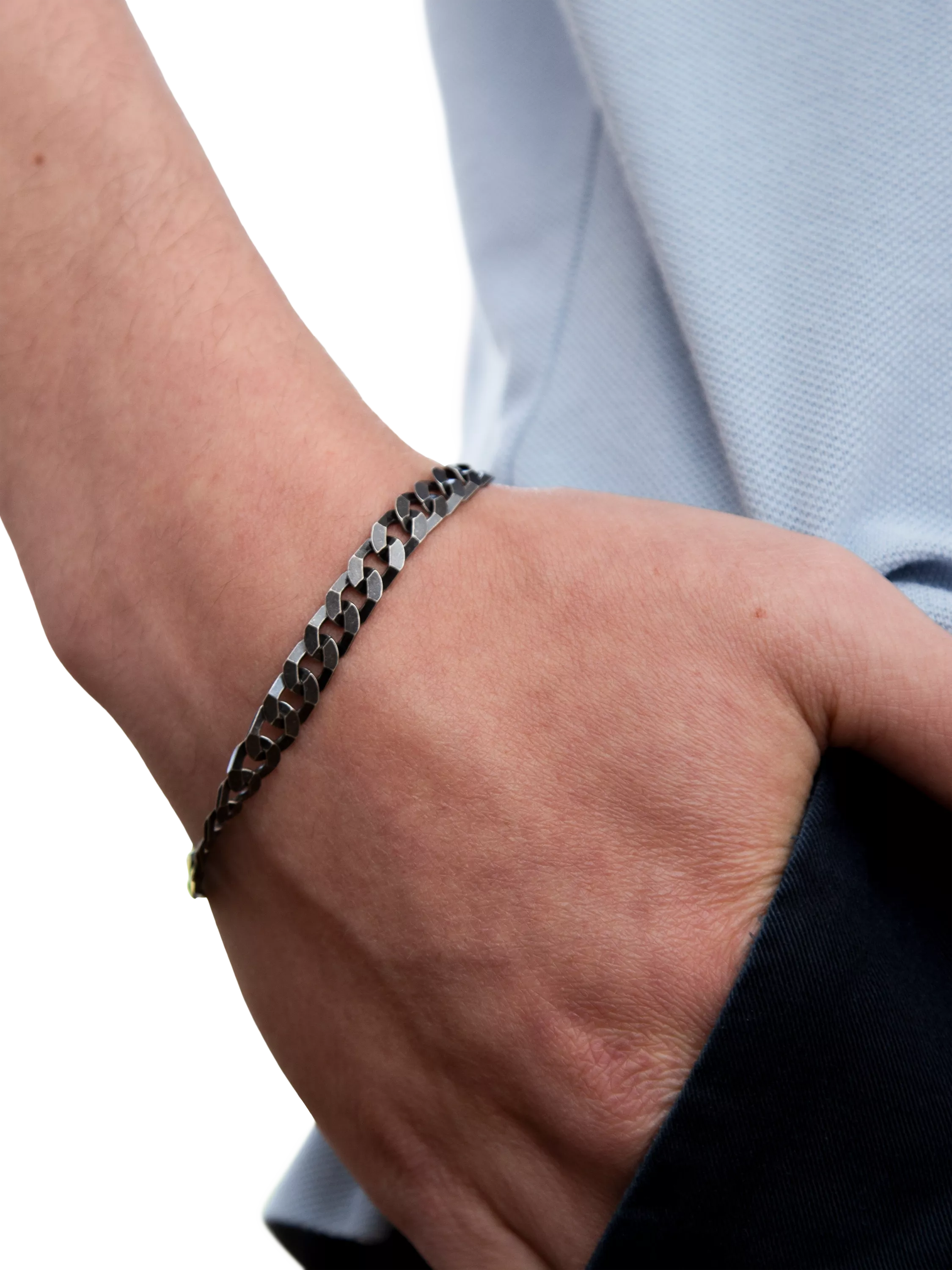 Hoxton London flat curb chain bracelet 20cm, UK version