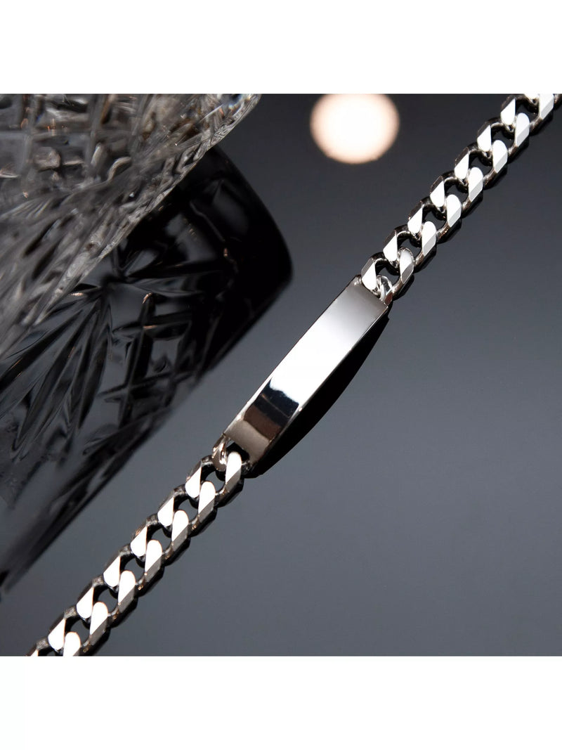 Hoxton London men's silver ID curb chain bracelet - British product