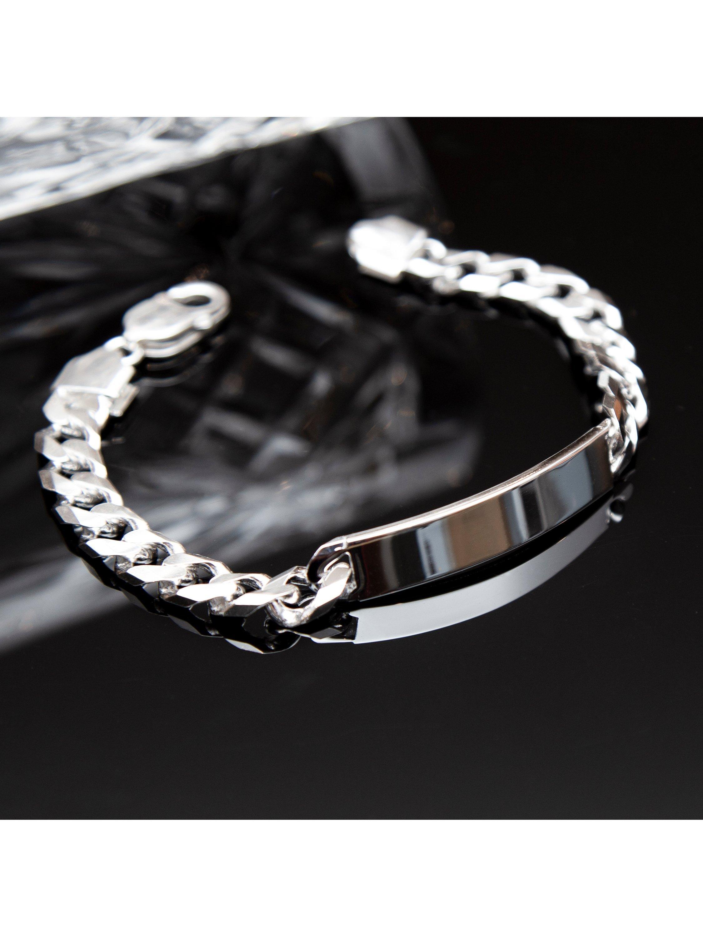 Hoxton London men's silver ID curb chain bracelet - British product