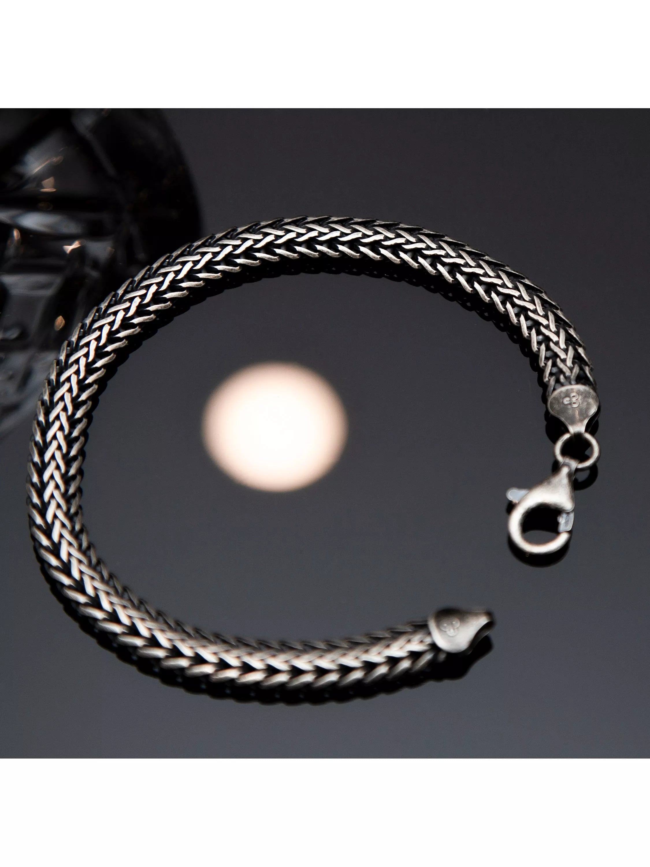 Hoxton London oxidised foxtail bracelet silver, imported from the UK