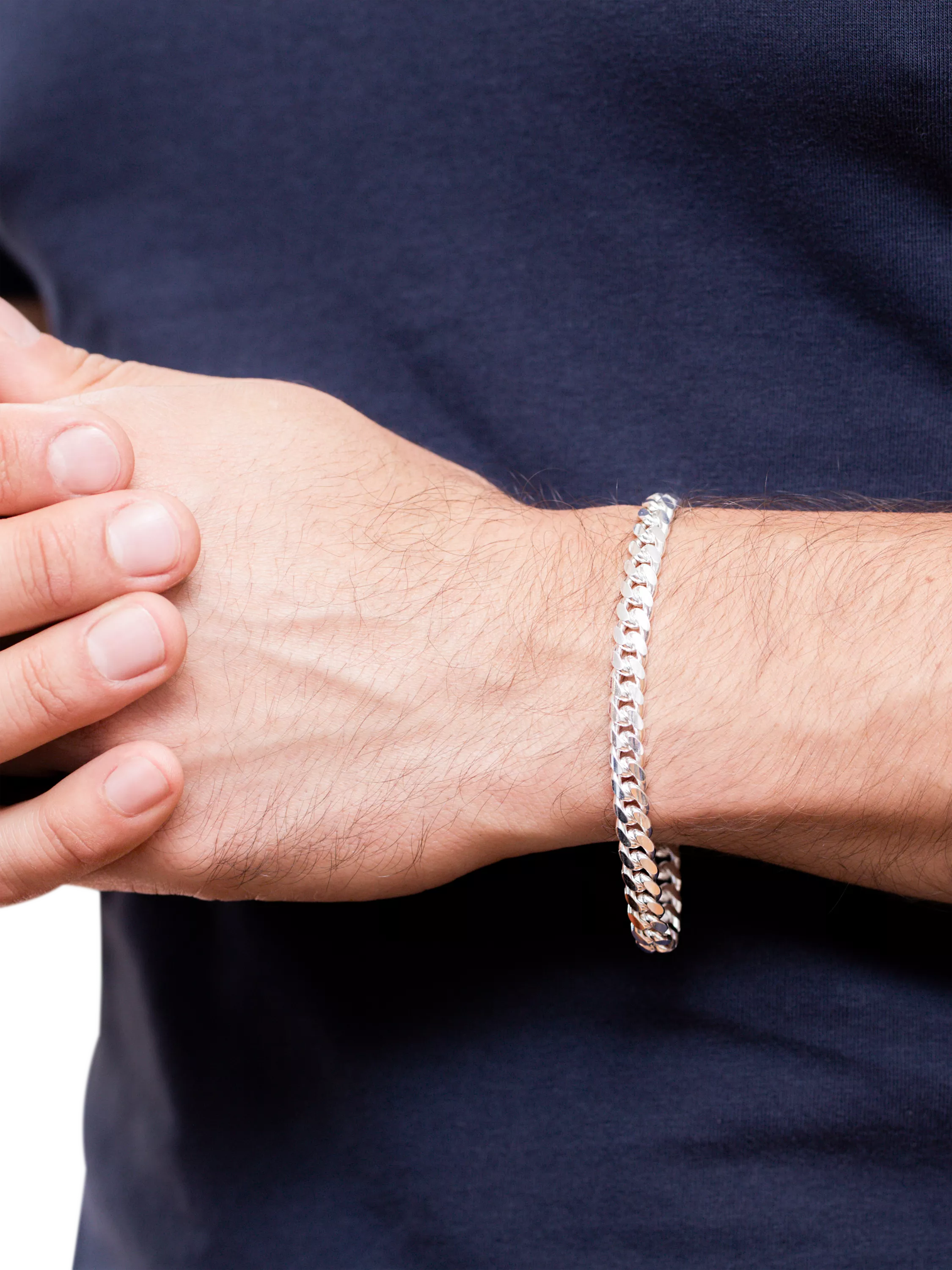 Hoxton London men's rounded Cuban chain bracelet 20cm - British product