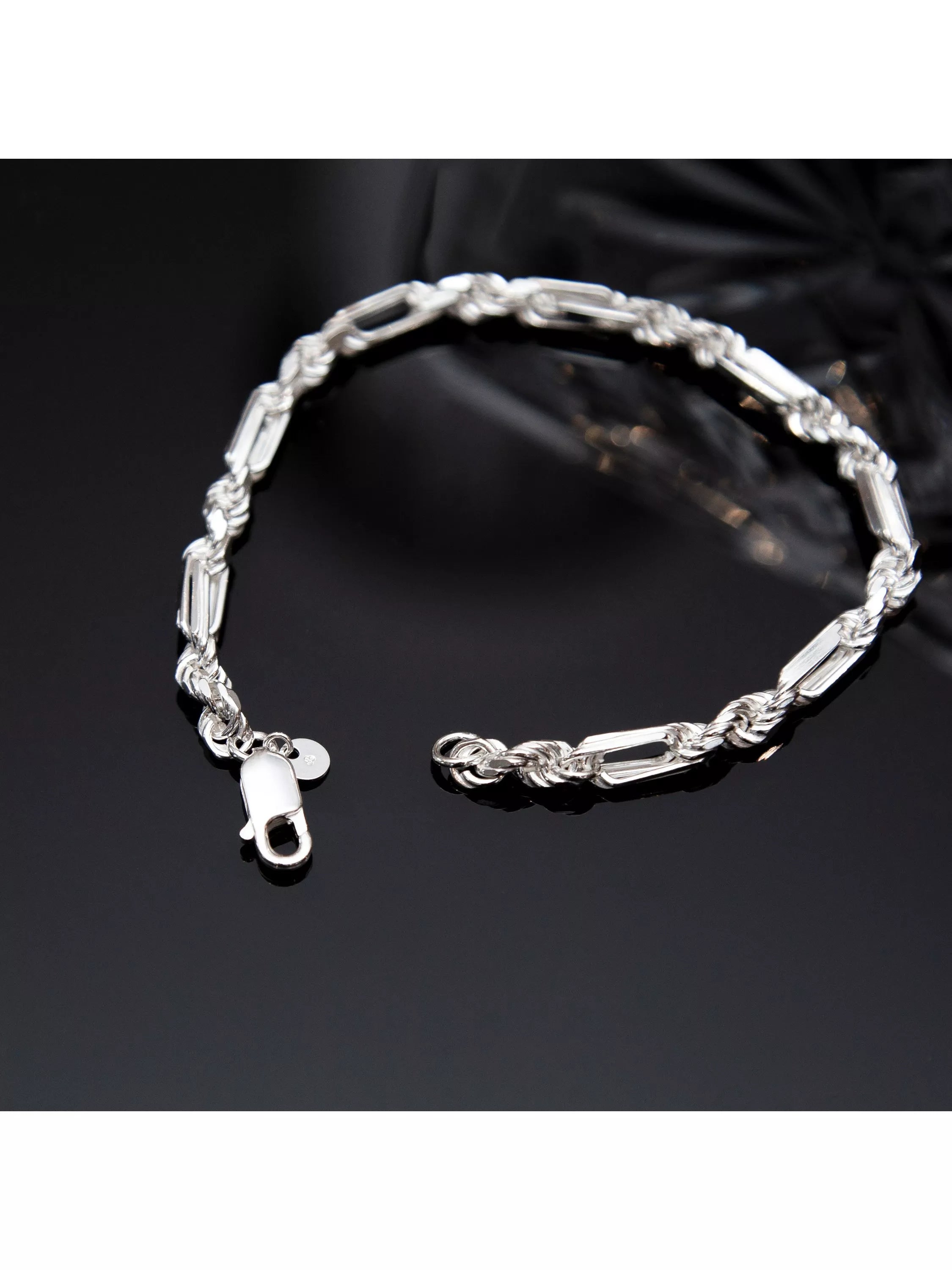 Hoxton London Figaro rope bracelet silver D20cm, imported from the UK