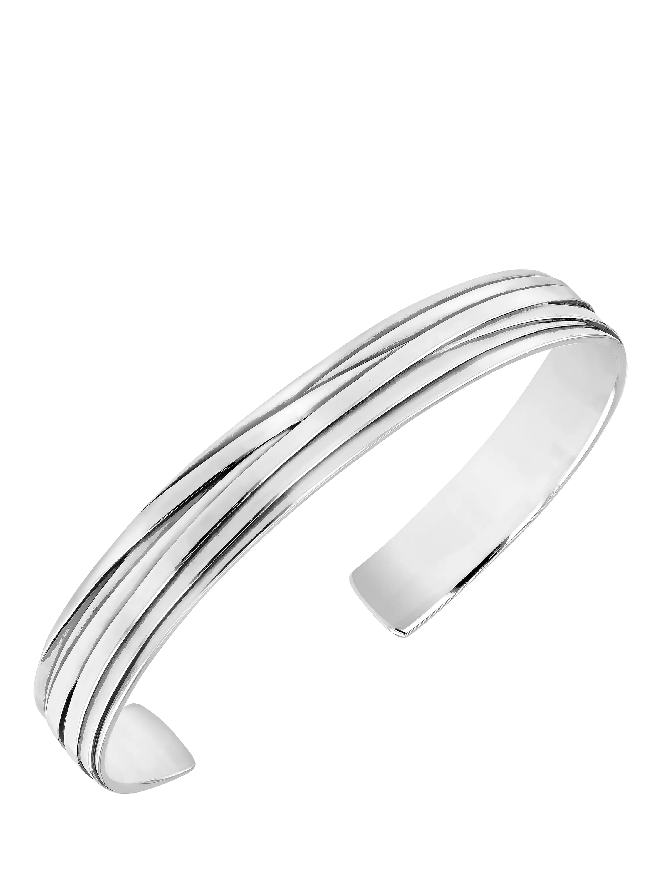Hoxton London Men's Wrap Strip Cuff Bangle, Silver