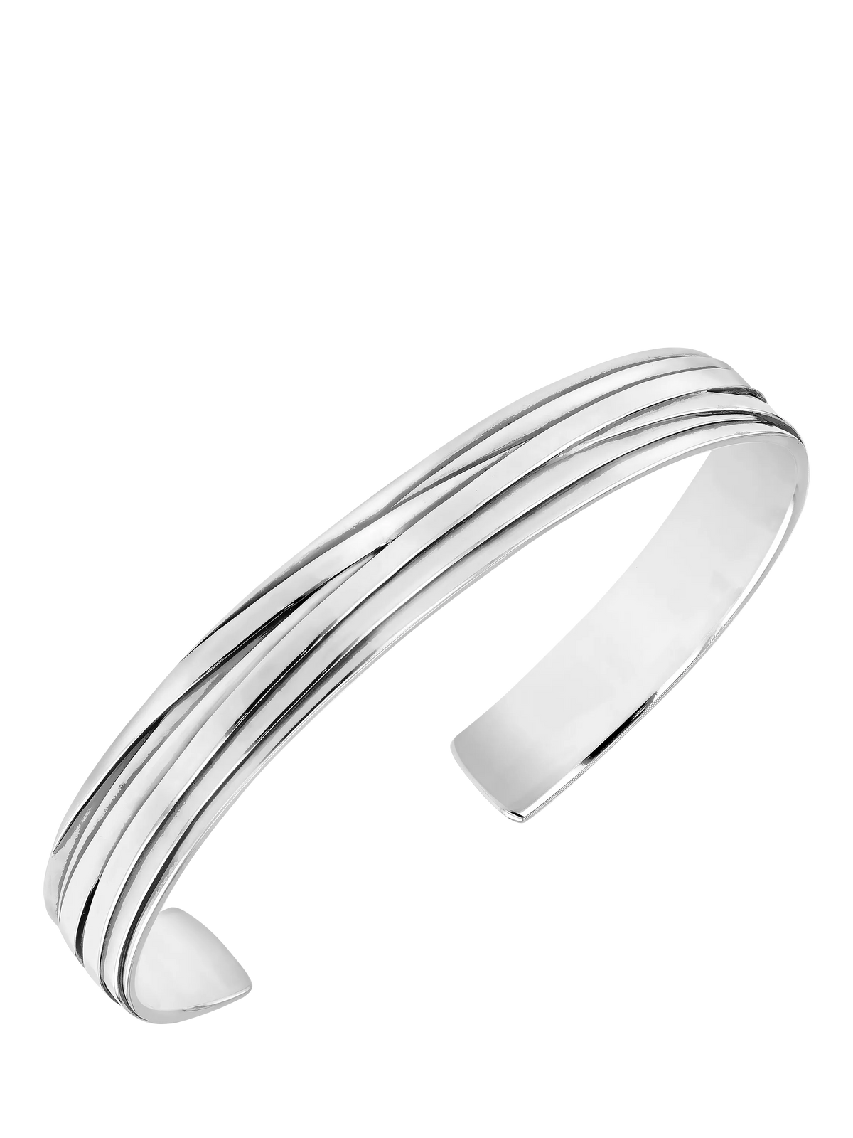 Hoxton London Men's Wrap Strip Cuff Bangle, Silver