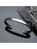 Hoxton London men's herringbone cuff bangle silver - British product