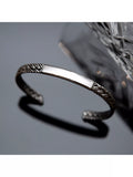 Hoxton London men's herringbone cuff bangle silver - British product