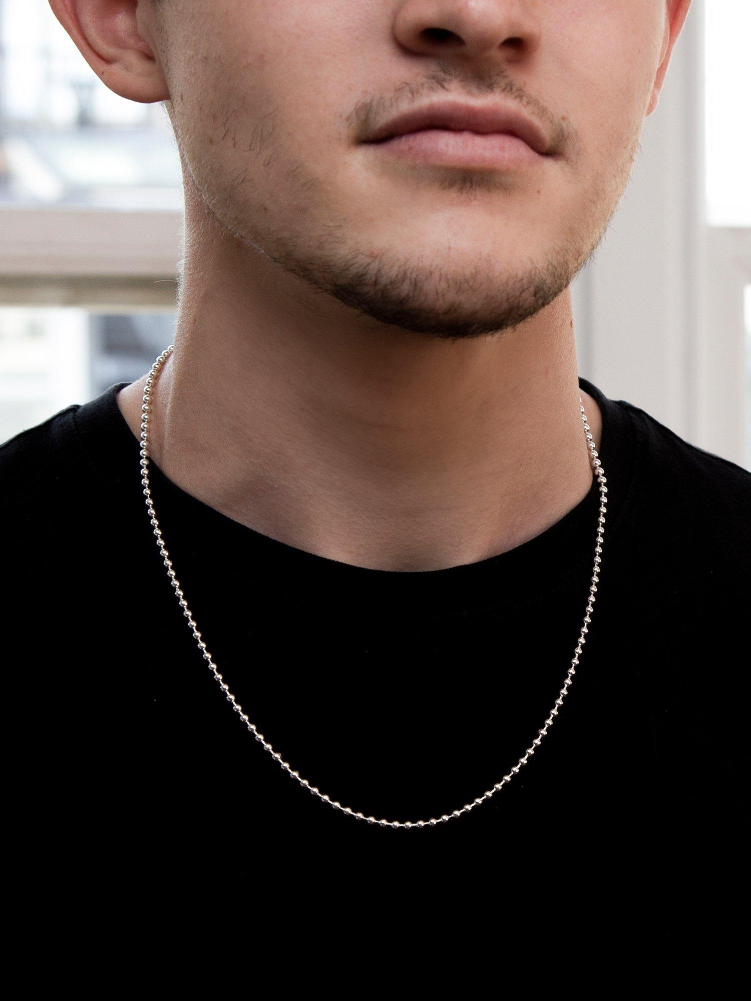 Hoxton London men's silver ball chain necklace, imported from the UK