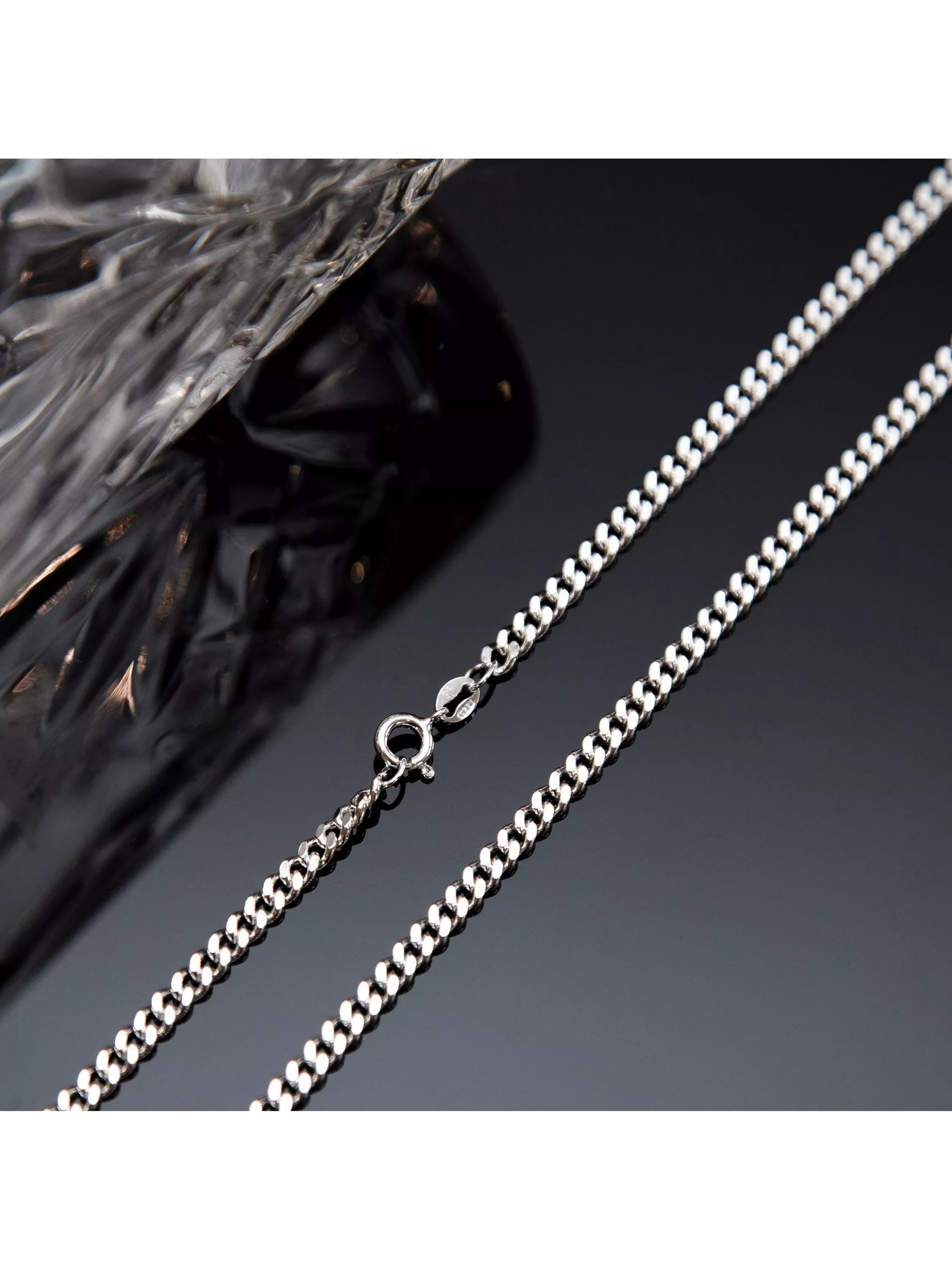 Hoxton London Panza curb chain silver necklace 56cm, imported from the UK