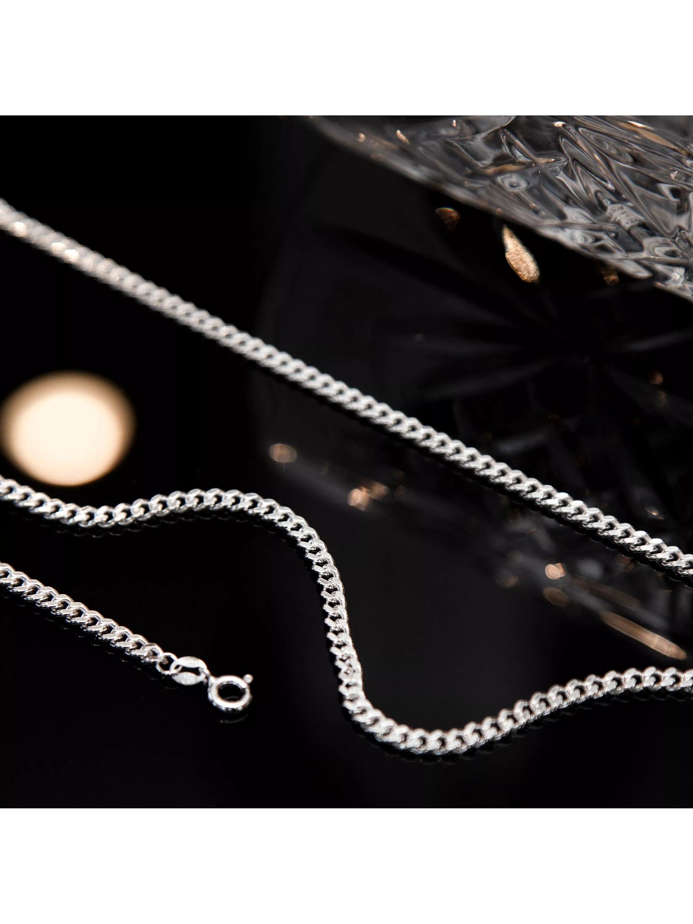 Hoxton London Panza curb chain silver necklace 56cm, imported from the UK