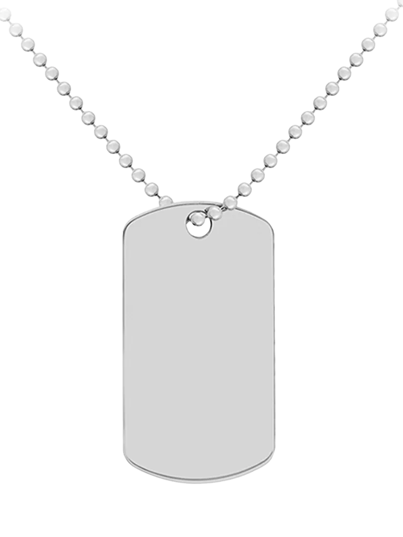 Hoxton London men's dog tag chain necklace silver, imported from the UK