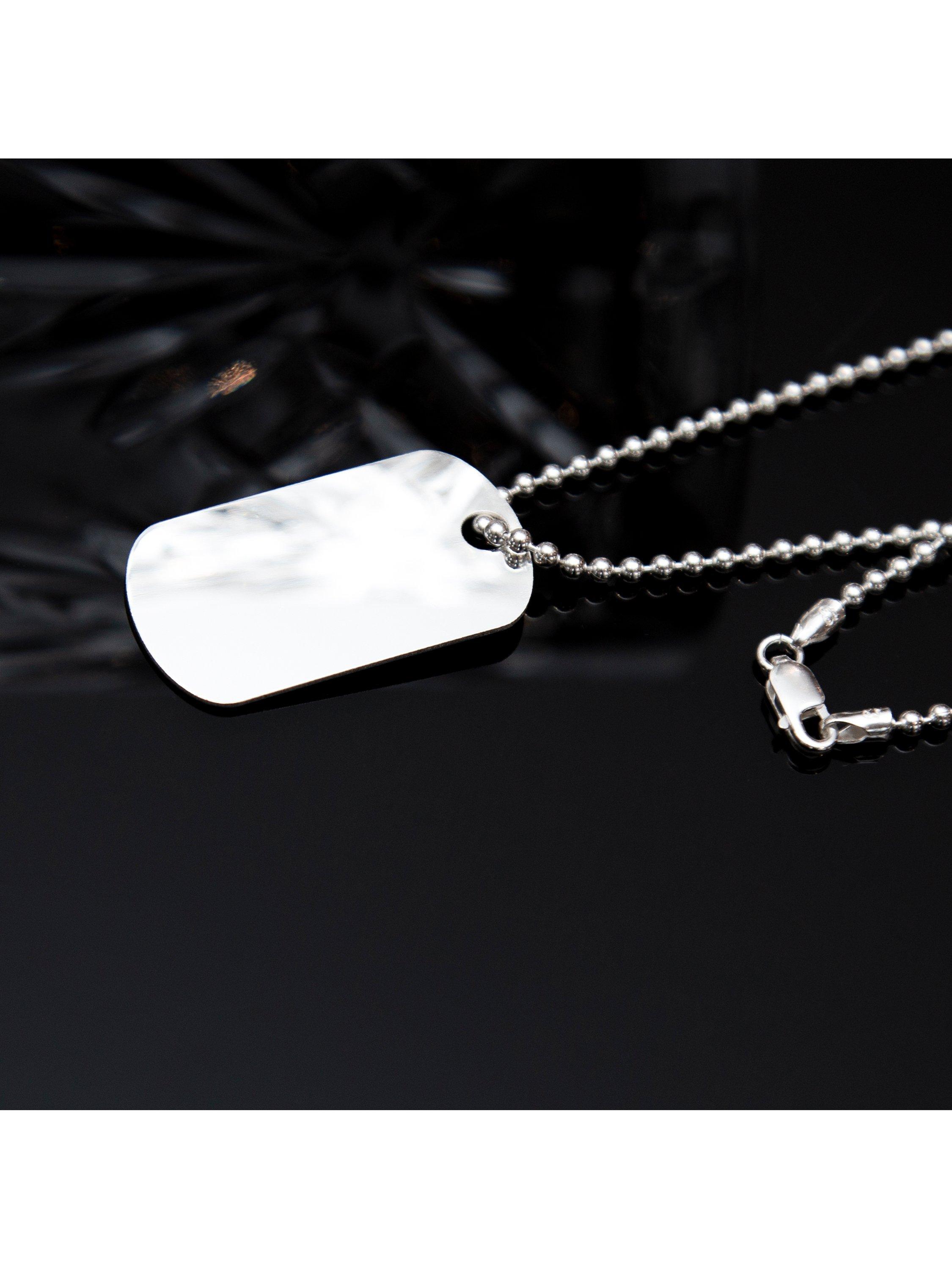 Hoxton London men's dog tag chain necklace silver, imported from the UK