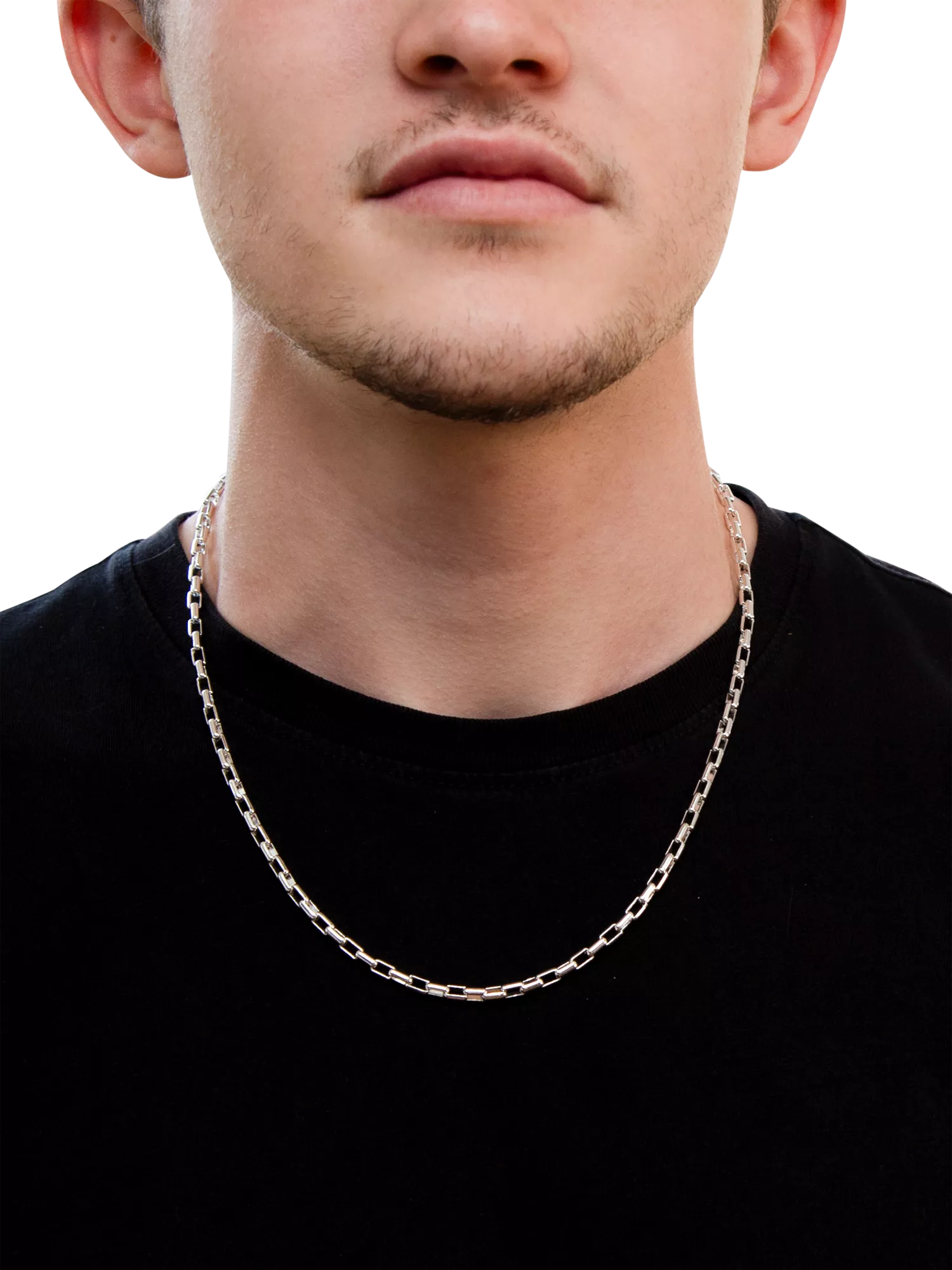 Hoxton London men's rectangle belcher chain silver - British product