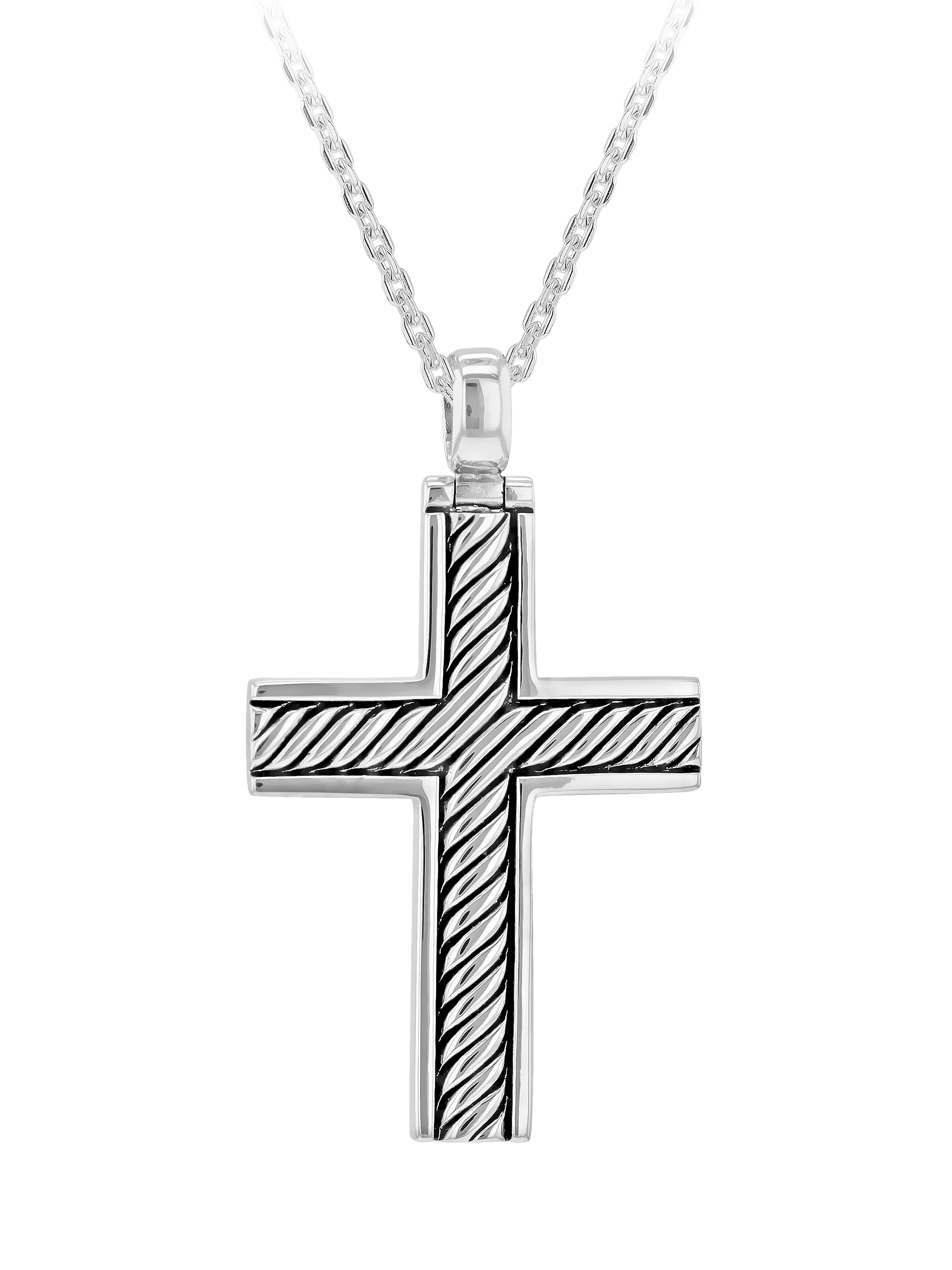 Hoxton London pendant necklace silver twisted cross, imported from the UK